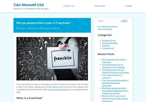 Clan Maxwell USA – Business is a combination of war and sport