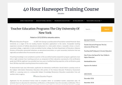 40 Hour Hazwoper Training Course | Education