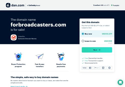 The domain name forbroadcasters.com is for sale | Dan.com