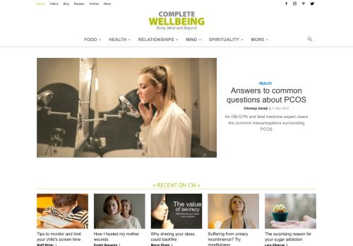 Complete Wellbeing Home Page - Award-winning content for your body, mind and spirit