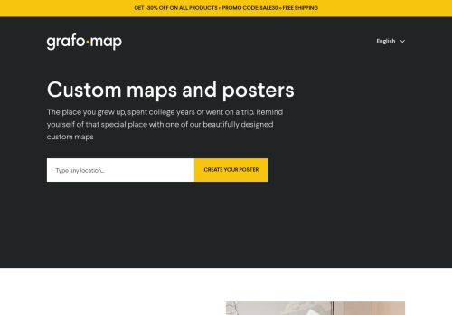 Custom Map Posters & Framed Map Prints -30% | Grafomap