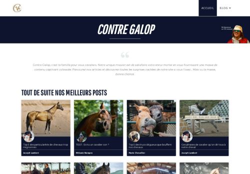 CONTRE GALOP - Le repère des cavaliers - Accueil
