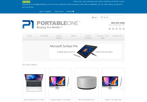 Buy Custom Laptops and name brand tablets online at Portable One, Inc (2022)
