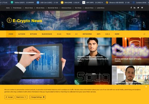 Cryptocurrency, Blockchain And NFT News Portal
