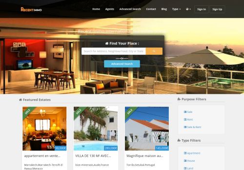 Recent Immo international real estate portal
