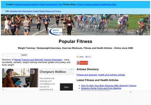 Popular Fitness - Exercises, Exercise Workouts, Fitness and Health Articles