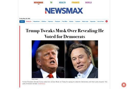 
	Newsmax â?? Breaking News | News Videos | Politics, Health, Finance
