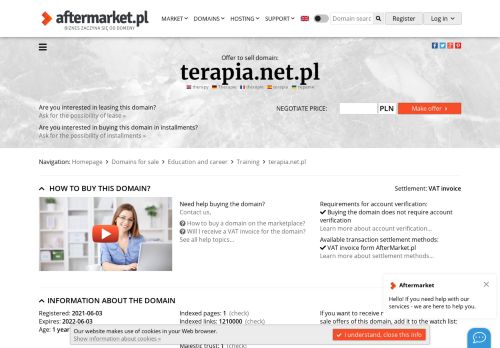 Oferta sprzeda?y domeny: terapia.net.pl