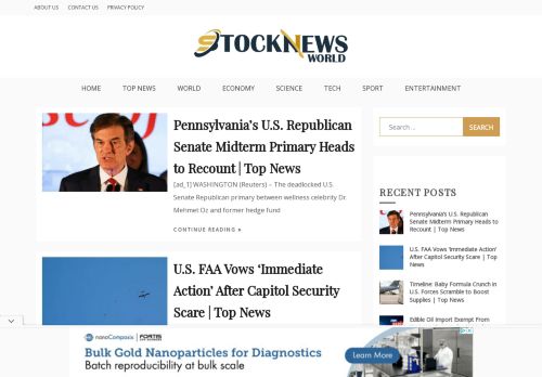 Stock News World - Latest World News - Breaking News & Top Stories. Latest breaking news and information on the top stories, weather, business, entertainment, politics and many more.
