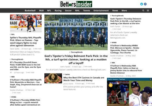 Bettors Insider - The  #1 site for information on sports betting, gambling, gaming, eSports and casino entertainment and dining. 