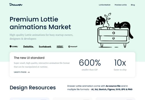 Premium Lottie animations Market - Drawer
