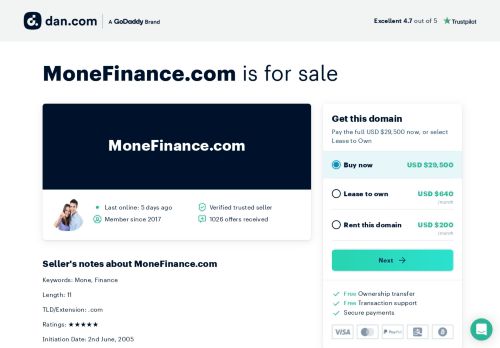 The domain name MoneFinance.com is available for rent | Dan.com