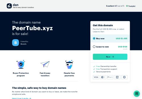 The domain name PeerTube.xyz is for sale | Dan.com