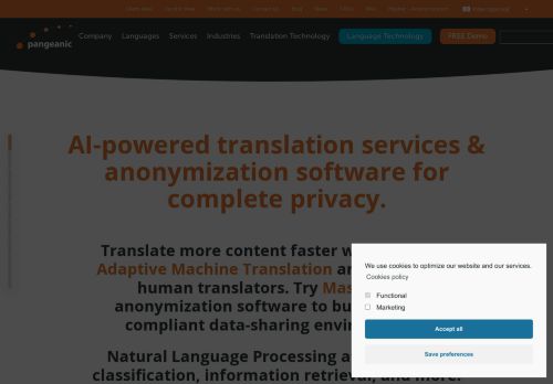 NLP for human-machine translation services, anonymization
