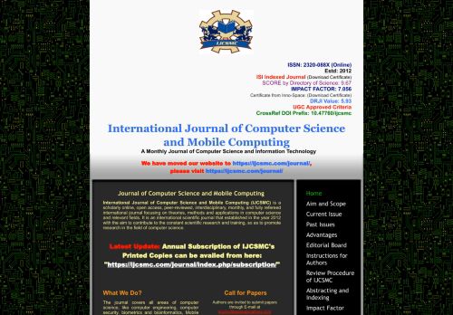 Best Computer Science Journal, International Journal of Computer Science and Mobile Computing - Home
