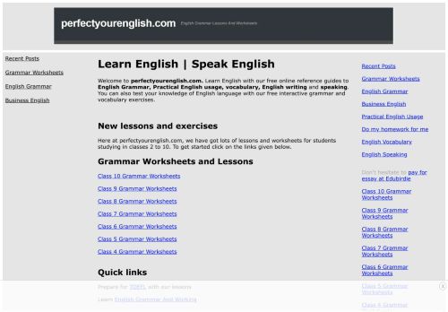 Learn English - Speak English - English Grammar, writing, vocabulary, practical English usage and grammar exercises