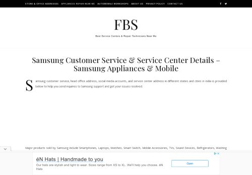Samsung Customer Service & Service Center Details - Samsung Appliances & Mobile - FBS