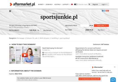 Oferta sprzeda?y domeny: sportsjunkie.pl