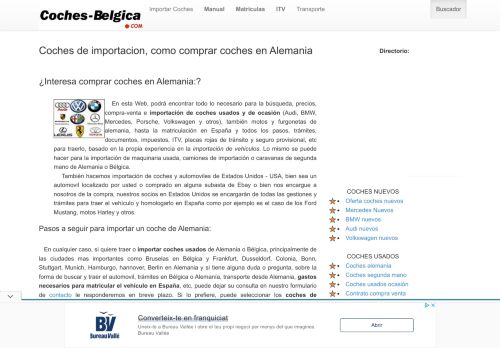 COCHES DE IMPORTACION, COCHES USADOS DE ALEMANIA COCHES-BELGICA.COM