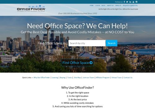 Find Office Space for rent, lease or sale in any City
