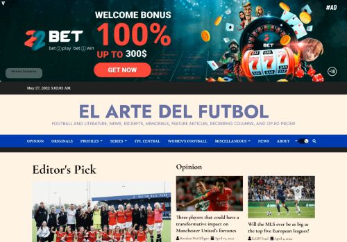 El Arte Del Futbol - Football and literature; news, excerpts, memorials, feature articles, recurring columns, and op-ed pieces!