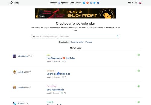Coindar.org — Cryptocurrency Calendar
