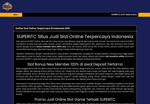 Daftar Slot Online Terpercaya di Indonesia 2021 – SUPERITC – Promosi Bonus Member Baru 200% Slot
