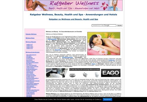 Ratgeber Wellness, Beauty, Health und Spa - Anwendungen und Hotels