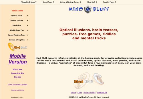 Mind Bluff: Illusions, brain teasers, mental tricks & more!
