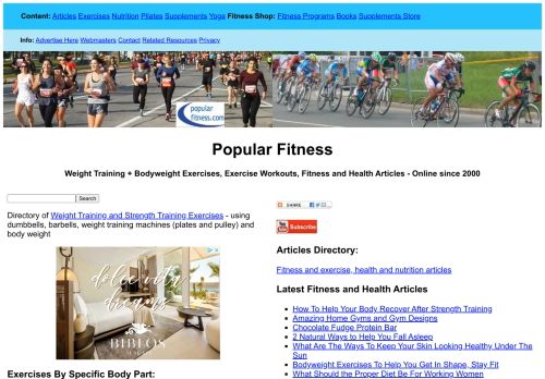 Popular Fitness - Exercises, Exercise Workouts, Fitness and Health Articles