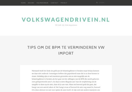 Tips om de BPM te verminderen VW import - VolkswagenDriveIn.nl
