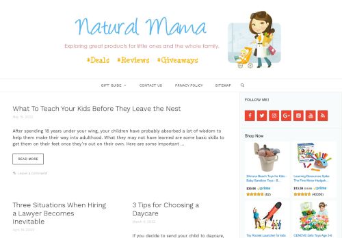 Natural Mama - Mom Blog Featuring Daily Product Reviews and Giveaways