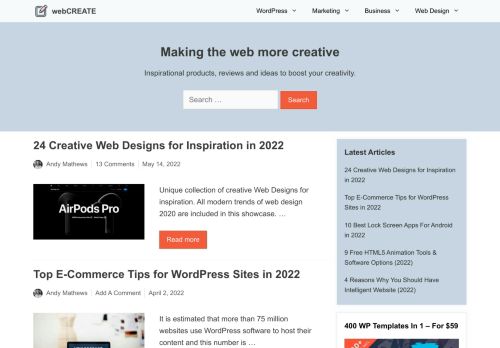 webCREATE - WordPress Magazine for Online Creatives
