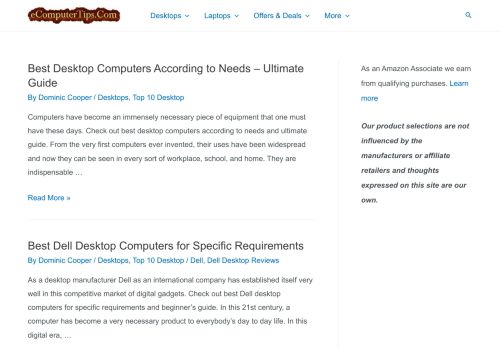 eComputerTips.Com - Unbiased Computer Buying Tips