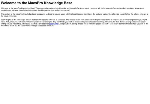 Welcome to the MacsPro Knowledge Base | MacsPro