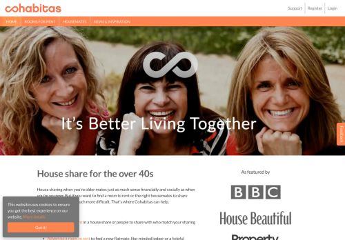 House Share, Flatshare and Rooms to rent for the over 40s