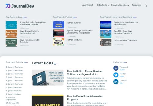 JournalDev - Java, Java EE, Android, Python, Web Development Tutorials

