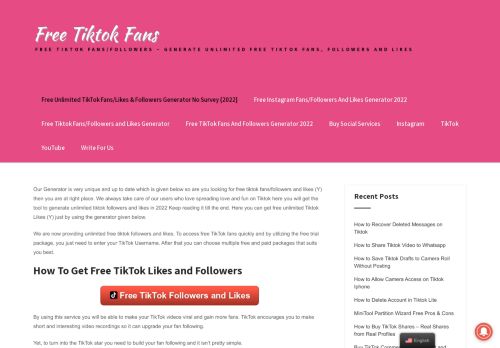 Free Unlimited TikTok Fans/Likes & Followers No Survey {2021}