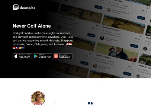 Deemples Golf App - NEVER GOLF ALONE Deemples Golf App
