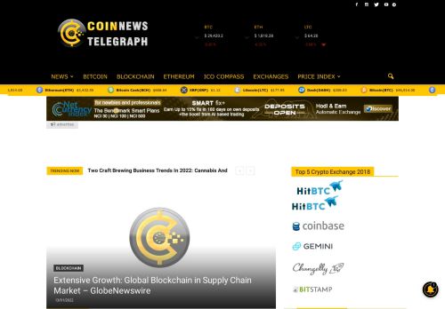 Bitcoin & Ethereum | Blockchain | Cryptocurrency Coin News Telegraph
