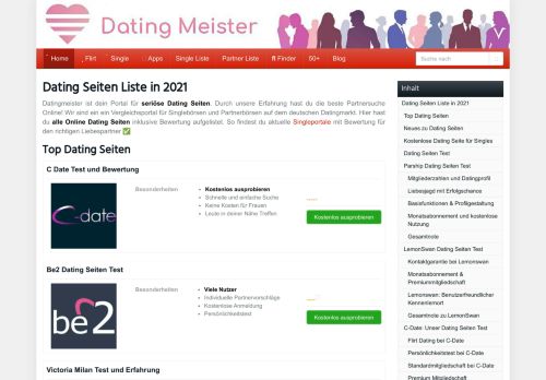 Dating Seiten Liste 2021 ?? Kostenloser Online Vergleich
