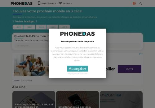 PhoneDAS: Indices DAS. Comparez et trouvez votre smartphone!