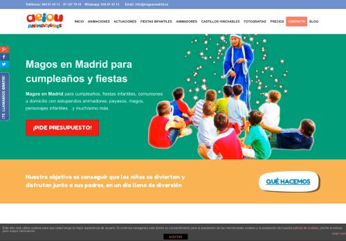 Magos en Madrid Cumpleaños Fiestas infantiles comuniones a Domicilio y Online