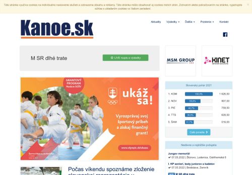 Kanoe.sk - rýchlostná kanoistika na Slovensku