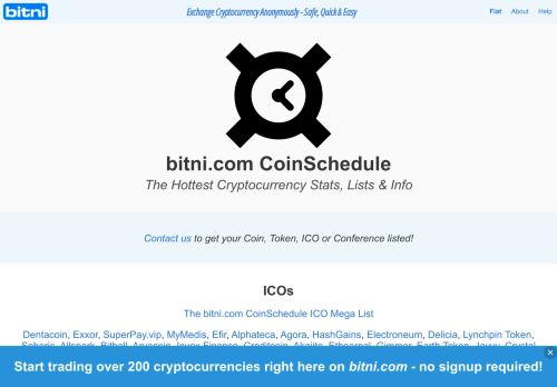 CoinSchedule - Stats, Lists & Info for new cryptocurrencies