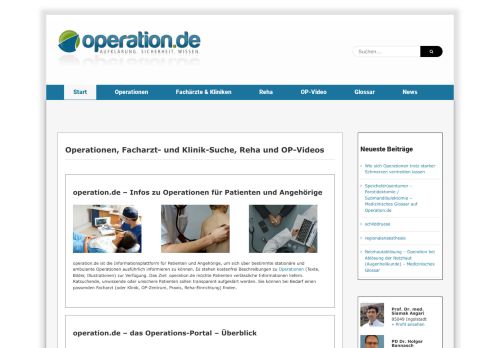 Start - Operationen, Facharzt- und Klinik-Suche, Reha und OP-Videos - operation.de