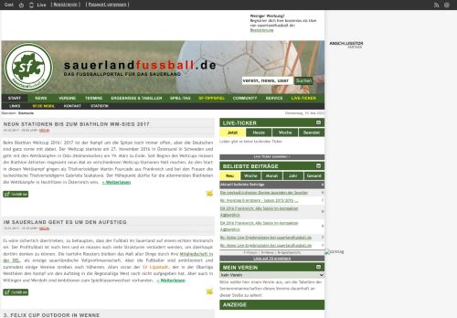 sauerlandfussball.de | Sauerland FuÃ?ball Amateurligen | Ergebnisse | Tabelle | Statistiken | Community | Live-Ticker | News
