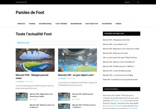 Mercato et Transfert Foot, Actu et Interview - Paroles de Foot
