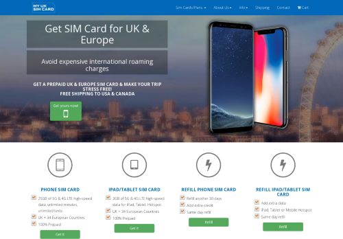 SIM Card for UK & Europe - Prepaid UK SIM Card | $39.99
