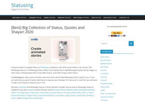 Statusing - Big Collection Of Status, Quotes And Shayari 2020
